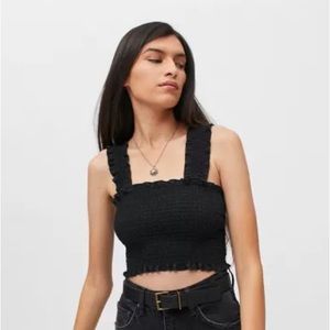 Urban Outfitters Renewal Eco Linen Smocked Cropped Tank Top